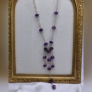 Elegant Yet Casual Anethyst Purple Beaded Sterling Silver Necklace!  Tested.